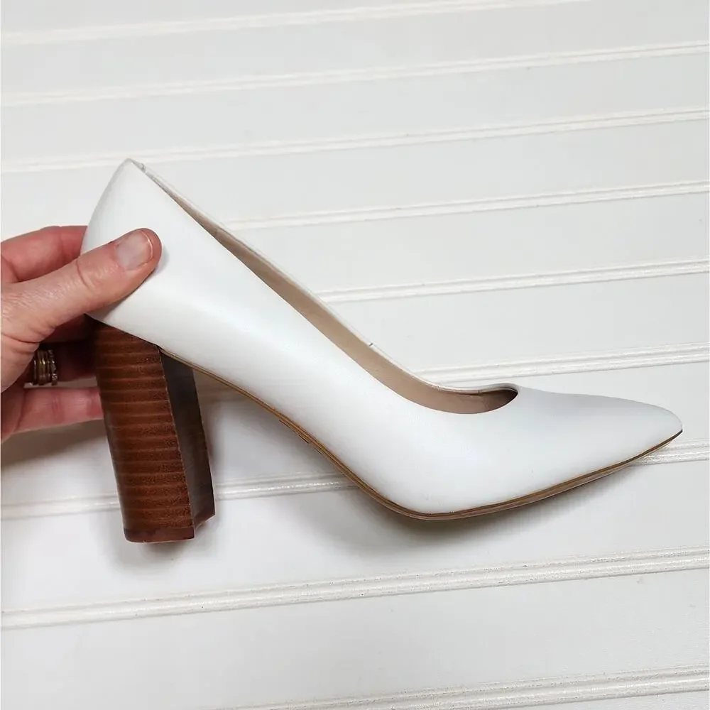 NWOT Nine West Astoria 9x9 Women's Block Heel Pumps Size 7.5 White - Picture 5 of 10